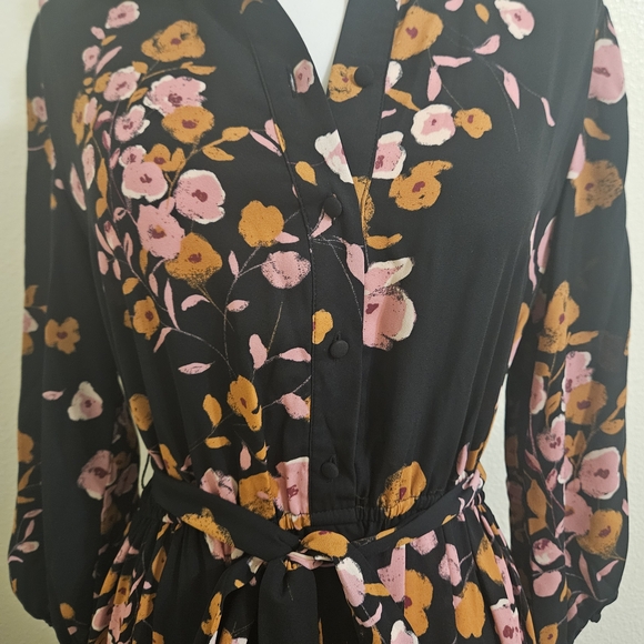 Nanette Lepore Black Dress with Pink and Orange Floral - Picture 8 of 11